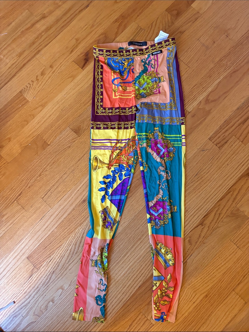 Versace Multicolor Baroque Print Stretch Leggings